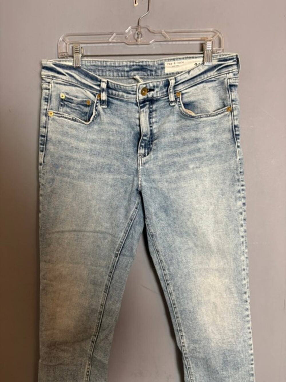 Rag & Bone Womens Malvern Acid Wash Distressed Straight Jeans Size 31